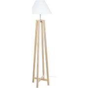 Lampadaires Tosel Lampadaire colonne bois naturel et blanc