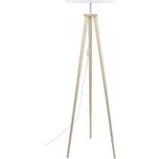 Lampadaires Tosel Lampadaire trépied bois naturel et blanc