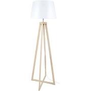 Lampadaires Tosel Lampadaire colonne bois naturel et blanc