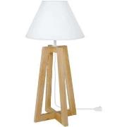 Lampes de bureau Tosel Lampe de chevet colonne bois naturel et blanc