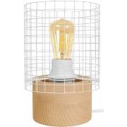 Lampes de bureau Tosel Lampe de chevet cylindrique bois naturel et bla...