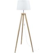 Lampadaires Tosel Lampadaire trépied bois naturel et blanc