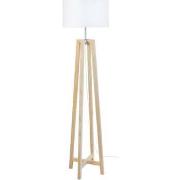 Lampadaires Tosel Lampadaire colonne bois naturel et blanc