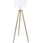 Lampadaires Tosel Lampadaire trépied bois naturel et blanc