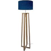 Lampadaires Tosel Lampadaire colonne bois naturel et bleu