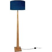 Lampadaires Tosel Lampadaire droit bois naturel et bleu