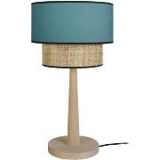 Lampes de bureau Tosel Lampe a poser droit bois naturel et bleu