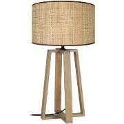 Lampes de bureau Tosel Lampe de chevet colonne bois naturel et crème