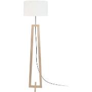 Lampadaires Tosel Lampadaire colonne bois naturel et écru