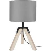 Lampes de bureau Tosel Lampe de chevet trépied bois naturel et gris