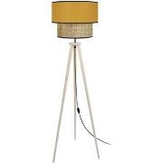 Lampadaires Tosel Lampadaire trépied bois naturel et jaune