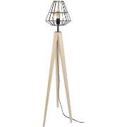 Lampadaires Tosel Lampadaire trépied bois naturel et marron