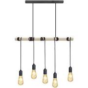 Lustres, suspensions et plafonniers Tosel Lustre bar bois naturel et n...