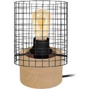 Lampes de bureau Tosel Lampe de chevet cylindrique bois naturel et noi...