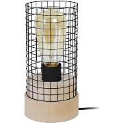 Lampes de bureau Tosel Lampe de chevet cylindrique bois naturel et noi...