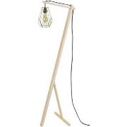 Lampadaires Tosel lampadaire liseuse articulé bois naturel et or