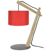 Lampes de bureau Tosel Lampe de chevet arqué bois naturel et rouge