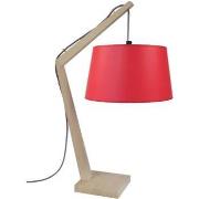 Lampes de bureau Tosel Lampe de chevet arqué bois naturel et rouge