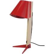 Lampes de bureau Tosel Lampe de bureau trépied bois naturel et rouge