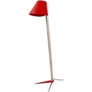 Lampadaires Tosel lampadaire liseuse colonne bois naturel et rouge