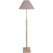 Lampadaires Tosel Lampadaire droit bois naturel et taupe