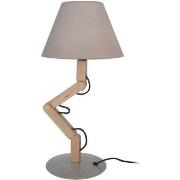 Lampes de bureau Tosel Lampe a poser articulé bois naturel et taupe