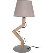 Lampes de bureau Tosel Lampe a poser articulé bois naturel et taupe