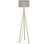 Lampadaires Tosel Lampadaire trépied bois naturel et taupe