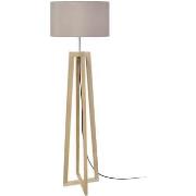 Lampadaires Tosel Lampadaire colonne bois naturel et taupe