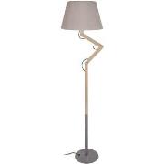 Lampadaires Tosel Lampadaire articulé bois naturel et taupe