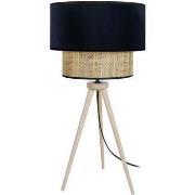 Lampes de bureau Tosel Lampe a poser trépied bois naturel et velours n...