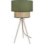 Lampes de bureau Tosel Lampe a poser trépied bois naturel et vert kaki