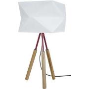 Lampes de bureau Tosel Lampe a poser trépied bois naturel,rouge et bla...