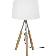 Lampes de bureau Tosel Lampe a poser trépied bois naturel,taupe et bla...