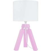 Lampes de bureau Tosel Lampe de chevet trépied bois rose et blanc