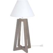 Lampes de bureau Tosel Lampe de chevet colonne bois taupe et blanc