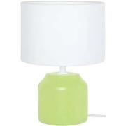 Lampes de bureau Tosel Lampe de chevet cylindrique bois vert et blanc