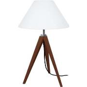 Lampes de bureau Tosel Lampe de chevet trépied bois wangué et blanc