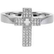 Bijoux Orusbijoux Bague Argent Rhodié Croix Sertie De Zirconium