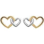 Boucles oreilles Brillaxis Boucles d'oreilles double coeur or bicolore...