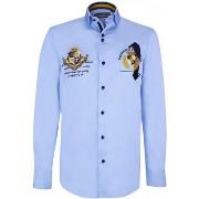 Chemise Emporio Balzani chemise cintree a broderies uno bleu