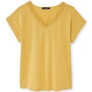 T-shirt Daxon by - Tee-shirt encolure V macramé