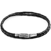 Bracelets Anchor &amp; Crew Bracelet Liverpool Argent Et Cuir Tressé