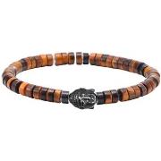 Bracelets Sixtystones Bracelet Heishi Bouddha Acier Noir-Large-20cm