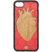 Housse portable Recreate Housse Bois Coeur Coeur iPhone 8 7 Rouge RCAH