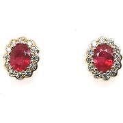 Boucles oreilles Brillaxis Boucles d'oreilles or 18 carats rubis diama...