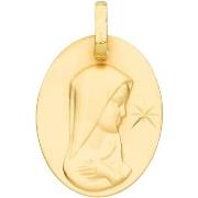 Pendentifs Brillaxis Médaille ovale vierge diamantée 1 étoile or jaune
