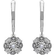 Boucles oreilles Brillaxis Boucles d'oreilles or blanc pampille diaman...