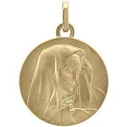 Pendentifs Brillaxis Médaille ronde vierge or jaune 18 carats