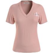 T-shirt Calvin Klein Jeans T shirt femme Ref 60250 TLV Rose